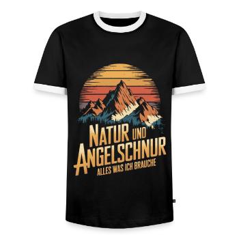 Angeln Fischen in der Natur lustiger Spruch - Männer Kontrast-T-Shirt - Schwarz/Weiß - Vorne - AI Model Female 172 light (172cm) & AI Model Male 178 light (178cm)