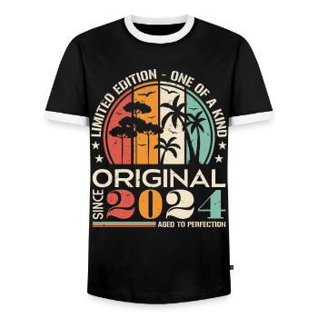 Legendär seit 2024 Geboren Jahrgang Geburtstag - Männer Kontrast-T-Shirt - Schwarz/Weiß - Vorne - AI Model Female 172 light (172cm) & AI Model Male 178 light (178cm)