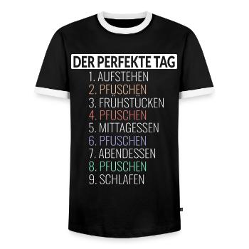 Der Perfekte Tag Pfuschen - Männer Kontrast-T-Shirt - Schwarz/Weiß - Vorne - AI Model Female 172 light (172cm) & AI Model Male 178 light (178cm)
