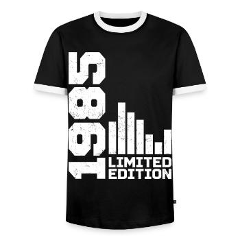Millésime 1985 Cadeau d’anniversaire 1985 Année 1985 - T-shirt contrasté Homme - noir/blanc - Devant - AI Model Female 172 light (172cm) & AI Model Male 178 light (178cm)