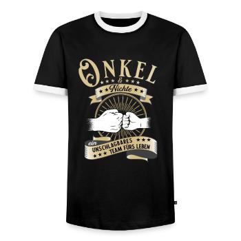 Onkel und Nichte Patenonkel Patenkind Geschenk - Männer Kontrast-T-Shirt - Schwarz/Weiß - Vorne - AI Model Female 172 light (172cm) & AI Model Male 178 light (178cm)