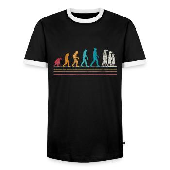 Meerkat Evolution Meerkat - Men's Ringer Shirt - black/white - Front - AI Model Female 172 light (172cm) & AI Model Male 178 light (178cm)