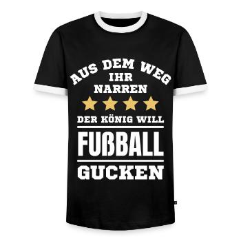 Fußball Fussball lustiger Spruch Deutschland - Männer Kontrast-T-Shirt - Schwarz/Weiß - Vorne - AI Model Female 172 light (172cm) & AI Model Male 178 light (178cm)