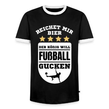Fußball Fussball lustiger Spruch Deutschland - Männer Kontrast-T-Shirt - Schwarz/Weiß - Vorne - AI Model Female 172 light (172cm) & AI Model Male 178 light (178cm)