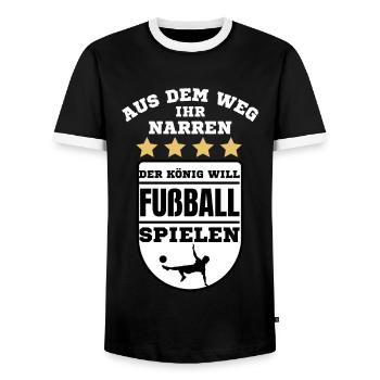 Fußball Fussball lustiger Spruch Deutschland - Männer Kontrast-T-Shirt - Schwarz/Weiß - Vorne - AI Model Female 172 light (172cm) & AI Model Male 178 light (178cm)