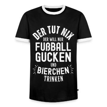 Fußball Fussball Bier lustiger Spruch Deutschland - Männer Kontrast-T-Shirt - Schwarz/Weiß - Vorne - AI Model Female 172 light (172cm) & AI Model Male 178 light (178cm)