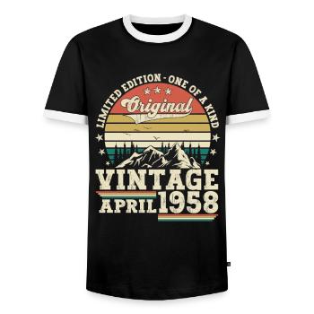 65ème Anniversaire Homme Original Avril Vintage 1958 - T-shirt contrasté Homme - noir/blanc - Devant - AI Model Female 172 light (172cm) & AI Model Male 178 light (178cm)