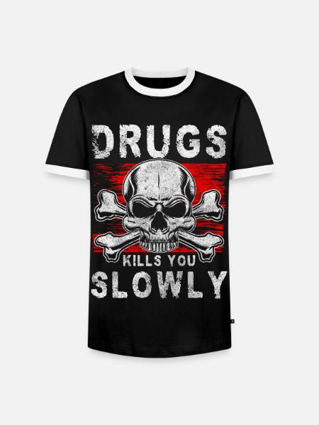 Drogenfrei Abhängig Gesund Joint - Männer Kontrast-T-Shirt - Schwarz/Weiß