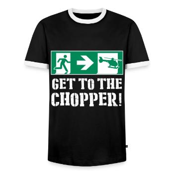 Get To The Chopper! - Männer Kontrast-T-Shirt - Schwarz/Weiß - Vorne - AI Model Female 172 light (172cm) & AI Model Male 178 light (178cm)