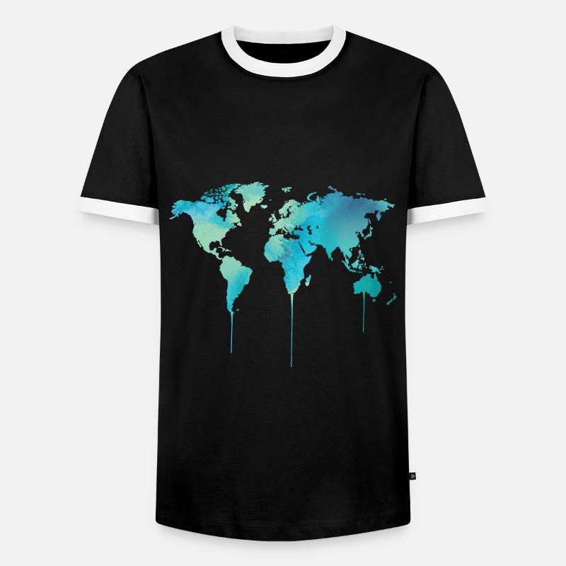 World map - Men's Ringer Shirt - black/white