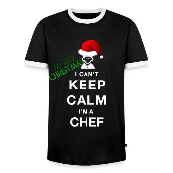 Funny Christmas funny christmas, Chef Chef - Men's Ringer Shirt - black/white - Front - AI Model Female 172 light (172cm) & AI Model Male 178 light (178cm)