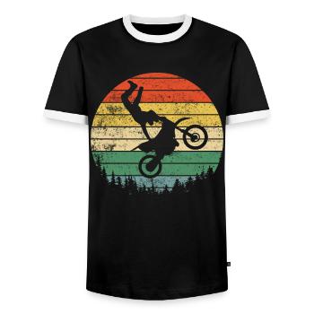 Motocross Motorrad Bike - Männer Kontrast-T-Shirt - Schwarz/Weiß - Vorne - AI Model Female 172 light (172cm) & AI Model Male 178 light (178cm)