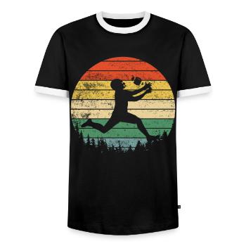 Football américain - T-shirt contrasté Homme - noir/blanc - Devant - AI Model Female 172 light (172cm) & AI Model Male 178 light (178cm)