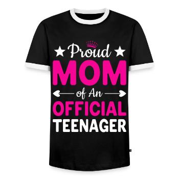 Stolze Mutter eines Teenagers | Muttertag - Männer Kontrast-T-Shirt - Schwarz/Weiß - Vorne - AI Model Female 172 light (172cm) & AI Model Male 178 light (178cm)