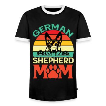 Deutscher Schäferhund Mama Mom Hund Hunde - Männer Kontrast-T-Shirt - Schwarz/Weiß - Vorne - AI Model Female 172 light (172cm) & AI Model Male 178 light (178cm)