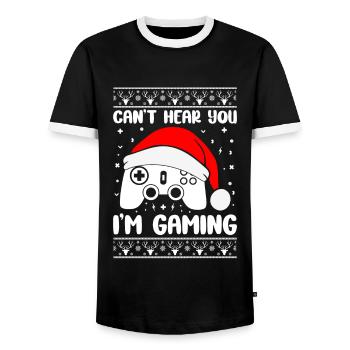 I can't hear you I gamble gamer gaming - Men's Ringer Shirt - black/white - Front - AI Model Female 172 light (172cm) & AI Model Male 178 light (178cm)