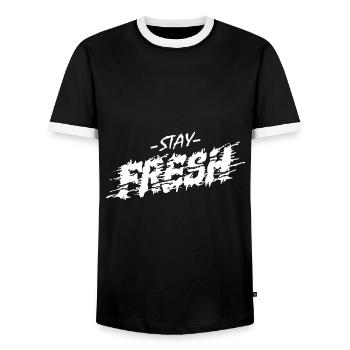 Stay Fresh - Stay fresh and relaxed - Men's Ringer Shirt - black/white - Front - AI Model Female 172 light (172cm) & AI Model Male 178 light (178cm)