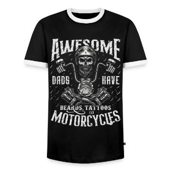Biker-Väter haben Tattoos Bärte fahren Motorräder - Männer Kontrast-T-Shirt - Schwarz/Weiß - Vorne - AI Model Female 172 light (172cm) & AI Model Male 178 light (178cm)