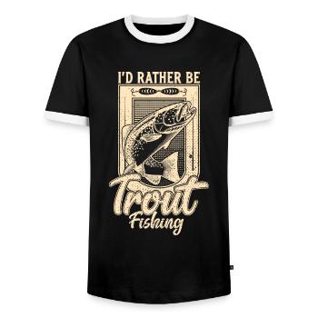 Ich wäre lieber Forellenfischen Fischerangeln Angeln - Männer Kontrast-T-Shirt - Schwarz/Weiß - Vorne - AI Model Female 172 light (172cm) & AI Model Male 178 light (178cm)