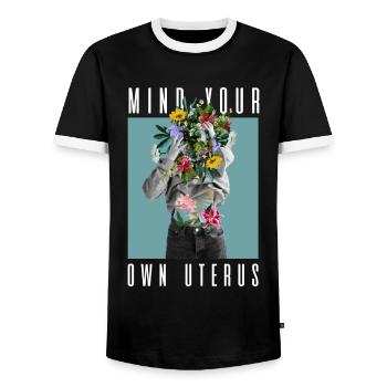 Mind Your Own Uterus My Body My Choice Floral - Männer Kontrast-T-Shirt - Schwarz/Weiß - Vorne - AI Model Female 172 light (172cm) & AI Model Male 178 light (178cm)