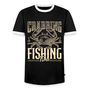 Krabbenzeit Angeln für Krabben Rockpool Fischer - Männer Kontrast-T-Shirt - Schwarz/Weiß - Vorne - AI Model Female 172 light (172cm) & AI Model Male 178 light (178cm)