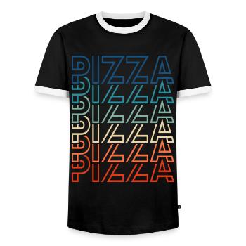Retro Pizza Vintage Text Pizza Liebhaber - Männer Kontrast-T-Shirt - Schwarz/Weiß - Vorne - AI Model Female 172 light (172cm) & AI Model Male 178 light (178cm)