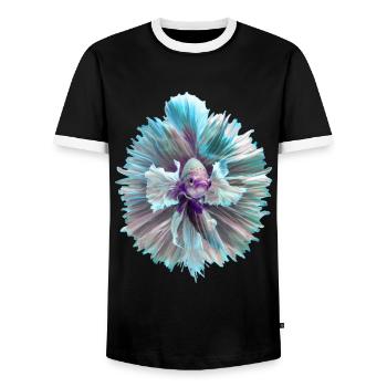 Betta Fisch Siamese Kampffisch Tropischer Fisch - Männer Kontrast-T-Shirt - Schwarz/Weiß - Vorne - AI Model Female 172 light (172cm) & AI Model Male 178 light (178cm)