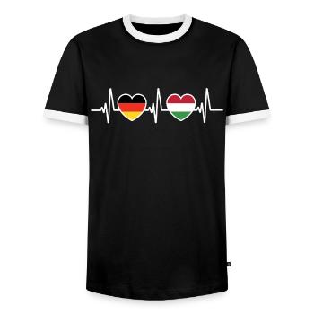Germany Hungary German Hungarian flag - Men's Ringer Shirt - black/white - Front - AI Model Female 172 light (172cm) & AI Model Male 178 light (178cm)