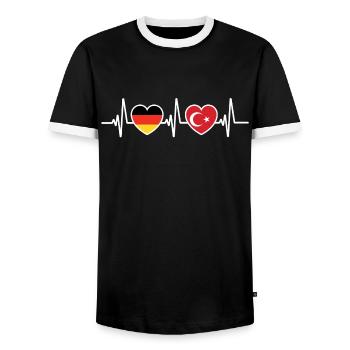 Allemagne et Turquie Drapeaux turcs Patriot - T-shirt contrasté Homme - noir/blanc - Devant - AI Model Female 172 light (172cm) & AI Model Male 178 light (178cm)
