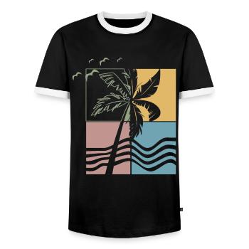 Surf Style - Surfing Sport - Männer Kontrast-T-Shirt - Schwarz/Weiß - Vorne - AI Model Female 172 light (172cm) & AI Model Male 178 light (178cm)