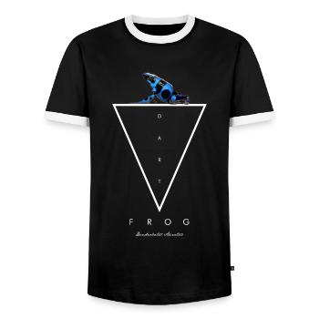 Blauer & Schwarzer Pfeilgiftfrosch Dendrobates auratus - Männer Kontrast-T-Shirt - Schwarz/Weiß - Vorne - AI Model Female 172 light (172cm) & AI Model Male 178 light (178cm)