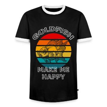Goldfish Make Me Happy Retro Sunset - Men's Ringer Shirt - black/white - Front - AI Model Female 172 light (172cm) & AI Model Male 178 light (178cm)
