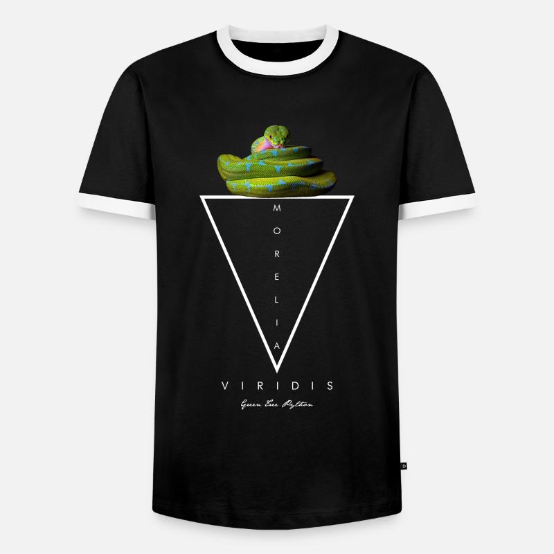 Green Tree Python Modern Geometric - Men's Ringer Shirt - black/white