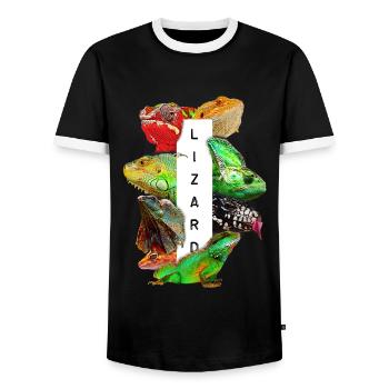Reptilienhalter Eidechsenbesitzer - Männer Kontrast-T-Shirt - Schwarz/Weiß - Vorne - AI Model Female 172 light (172cm) & AI Model Male 178 light (178cm)
