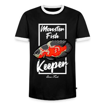 Monster Fish Keeper Oscar Fish - Männer Kontrast-T-Shirt - Schwarz/Weiß - Vorne - AI Model Female 172 light (172cm) & AI Model Male 178 light (178cm)