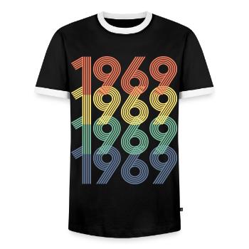 1969 Vintage 55e anniversaire hommes femmes 55 ans - T-shirt contrasté Homme - noir/blanc - Devant - AI Model Female 172 light (172cm) & AI Model Male 178 light (178cm)