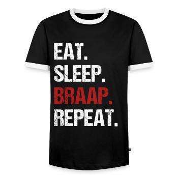 Mangez du sommeil Braap Répéter Drôle Dirt Bike Motocross - T-shirt contrasté Homme - noir/blanc - Devant - AI Model Female 172 light (172cm) & AI Model Male 178 light (178cm)