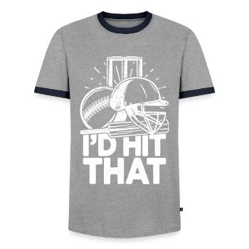 Ich würde diese lustigen Cricket-Cricketspieler treffen - Männer Kontrast-T-Shirt - Grau/Navy  - Vorne - AI Model Female 172 light (172cm) & AI Model Male 178 light (178cm)