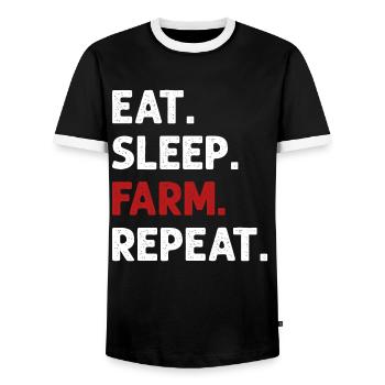 Eat Sleep Farm Wiederholen Sie lustigen landwirtschaftlichen Bauern - Männer Kontrast-T-Shirt - Schwarz/Weiß - Vorne - AI Model Female 172 light (172cm) & AI Model Male 178 light (178cm)