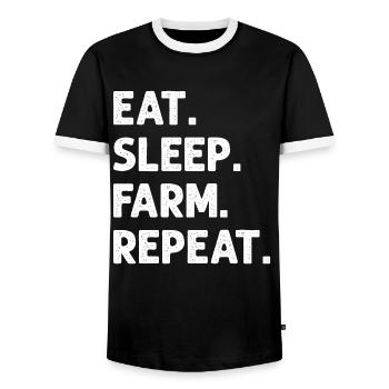Eat Sleep Farm Wiederholen Sie lustigen landwirtschaftlichen Bauern - Männer Kontrast-T-Shirt - Schwarz/Weiß - Vorne - AI Model Female 172 light (172cm) & AI Model Male 178 light (178cm)