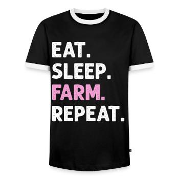 Eat Sleep Farm Wiederholen Sie lustigen landwirtschaftlichen Bauern - Männer Kontrast-T-Shirt - Schwarz/Weiß - Vorne - AI Model Female 172 light (172cm) & AI Model Male 178 light (178cm)