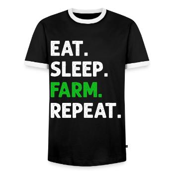 Eat Sleep Farm Wiederholen Sie lustigen landwirtschaftlichen Bauern - Männer Kontrast-T-Shirt - Schwarz/Weiß - Vorne - AI Model Female 172 light (172cm) & AI Model Male 178 light (178cm)