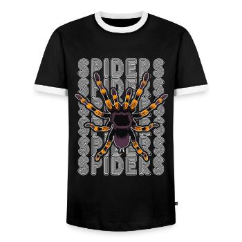 Retro Spider Owner Tarantula 80's Text - Men's Ringer Shirt - black/white - Front - AI Model Female 172 light (172cm) & AI Model Male 178 light (178cm)