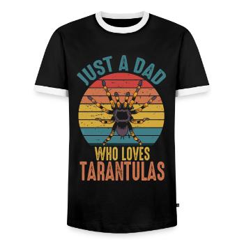 Just A Dad Who Loves Tarantulas Retro Spider - Men's Ringer Shirt - black/white - Front - AI Model Female 172 light (172cm) & AI Model Male 178 light (178cm)