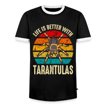 Das Leben ist besser mit Vogelspinnen Arachnid Besitzer - Männer Kontrast-T-Shirt - Schwarz/Weiß - Vorne - AI Model Female 172 light (172cm) & AI Model Male 178 light (178cm)