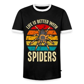 Life Is Better With Spiders Arachnid Owner - Men's Ringer Shirt - black/white - Front - AI Model Female 172 light (172cm) & AI Model Male 178 light (178cm)