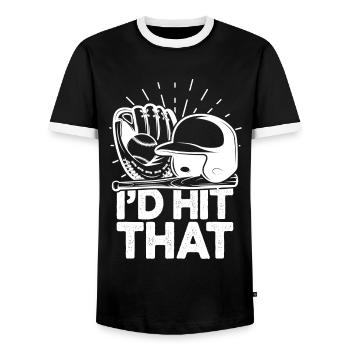 I'd Hit That Funny Baseball Fan - Men's Ringer Shirt - black/white - Front - AI Model Female 172 light (172cm) & AI Model Male 178 light (178cm)