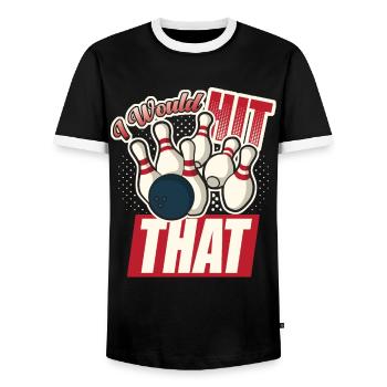 Ich würde diesen lustigen Bowling-Retro-Bowler treffen - Männer Kontrast-T-Shirt - Schwarz/Weiß - Vorne - AI Model Female 172 light (172cm) & AI Model Male 178 light (178cm)