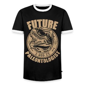 Zukünftiger Paläontologe Paläontologie Dinosaurier Liebhaber - Männer Kontrast-T-Shirt - Schwarz/Weiß - Vorne - AI Model Female 172 light (172cm) & AI Model Male 178 light (178cm)