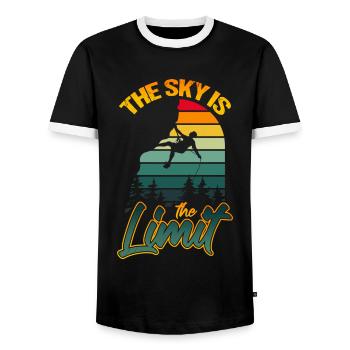 Rock Climbing Retro The Sky Is The Limit Funny - Men's Ringer Shirt - black/white - Front - AI Model Female 172 light (172cm) & AI Model Male 178 light (178cm)